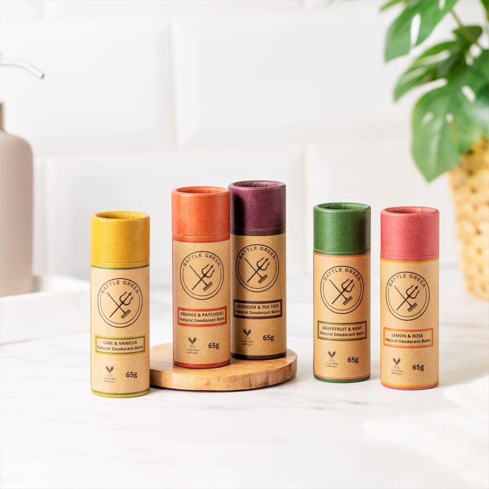 natural deodorant balms in paper tubes