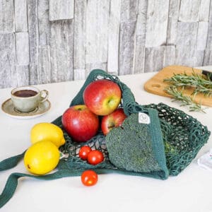 organic cotton green string shopping bag