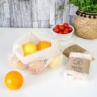 Cotton reusable produce bags for loose fruit