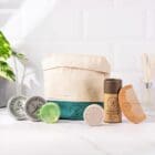 Natural cosmetic gift set in overnight wash bag