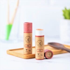 rose natural lip balm tube